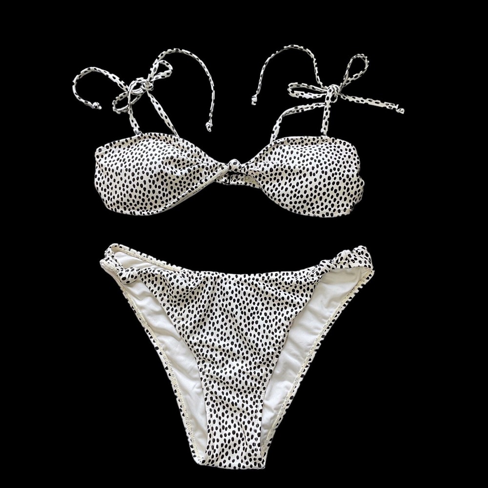 Kendall +‎ Kylie Bikini Women XL Ivory Animal Print Swimsuit Swimwear NWT